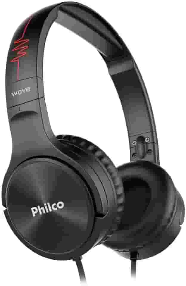 Fone de ouvido, PFO02P com Cabo Flat emborrachado, Concha almofadada, Preto, Philco