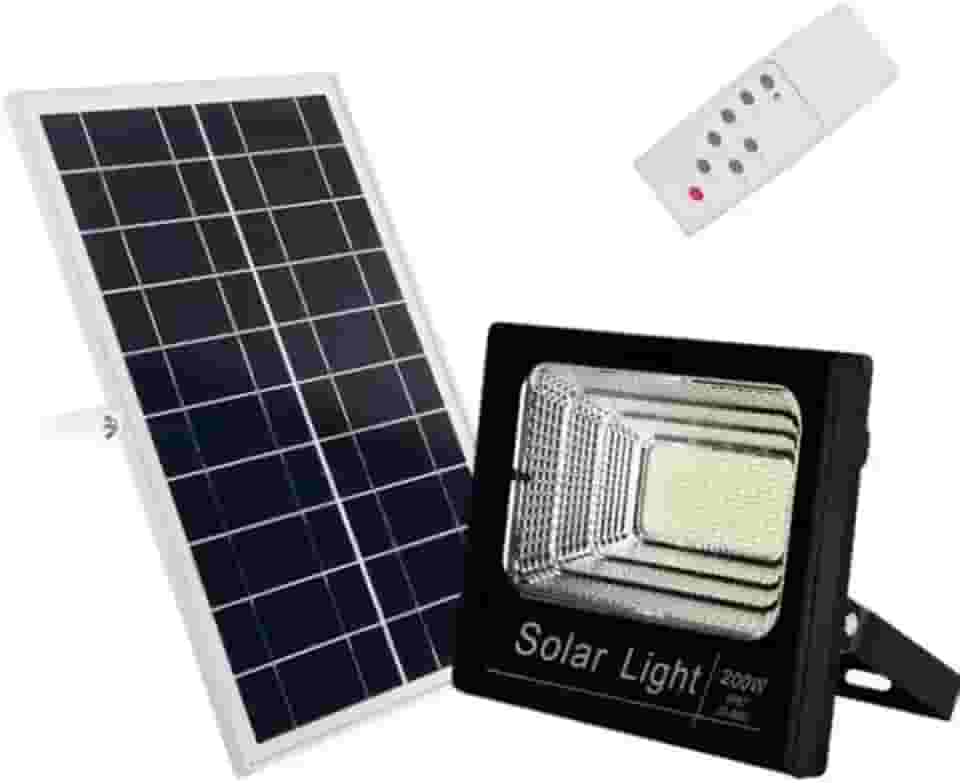 Refletor Solar Fotocélula LED 100W 6500K IP66 Placa Avulsa + Controle