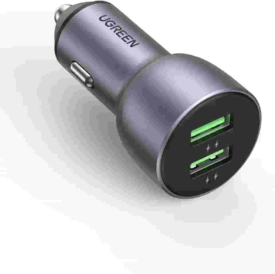 UGREEN Carregador de carro QC3.0 36W Dual USB - Carregamento Rápido - Compatível com Galaxy S21/S20, iPhone 13 Pro Max/12, Pixel 6