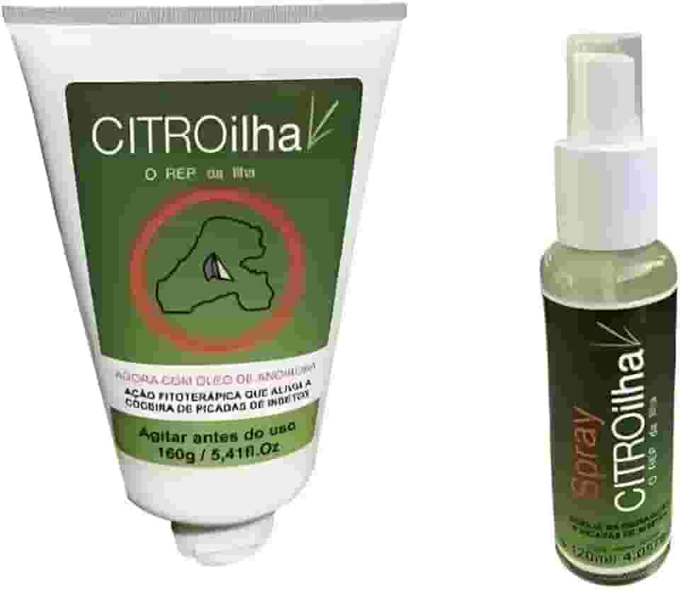 Kit Repelente Spray e Repelente Creme Citroilha Contra Pernilongos Borrachudos Mosquitos da Dengue Proteção Natural Citronela Para Repelir Insetos e Moscas Ideal para Uso ao Ar Livre e Casa