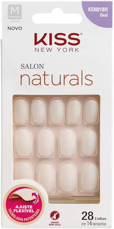 Unha Salon Natural Médio Oval, Kiss New York