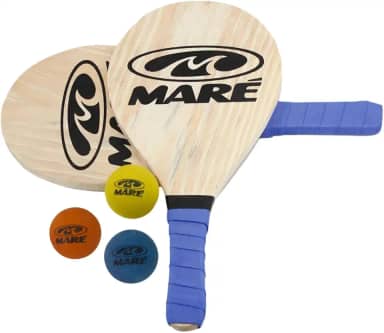 Raquete Frescobol De Madeira Maré Kit Jogo Frescobol Tênis De Praia Maré + 3 Bolinhas
