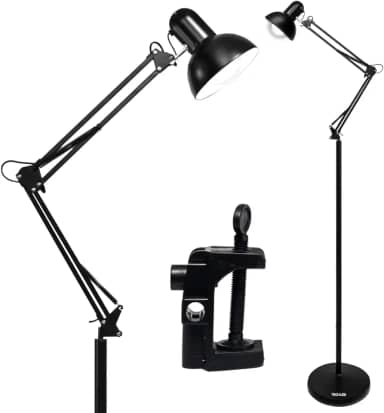 Luminária De Chão Articulada 1,9m Abajur De Chão Escritório Preta