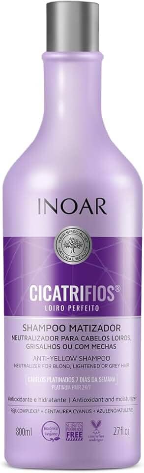 Inoar, Cicatrifios Loiro Perfeito Shampoo Matizador com Hidratação e Brilho Intenso, Rejucomplex3, Centaurea Cyanus e Azuleno - 800ml