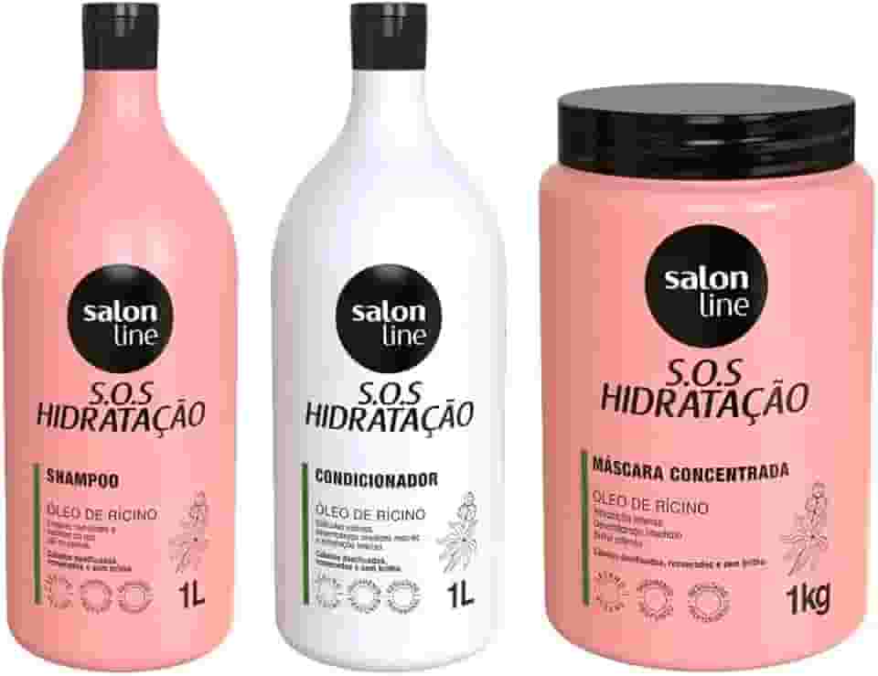 Salon Line, S.O.S Hidratação, Kit Hidratação Turbinada, Produtos Não Veganos - Para Cabelos Lisos, Ondulados, Cacheados e Crespos, 1 kg e 1 L