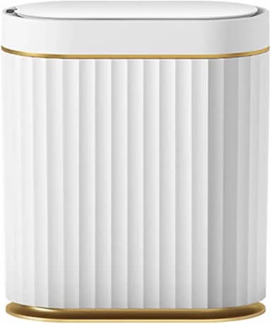 Lixeira Automática com Sensor de Movimento 7L Litros Branca com dourado – Tampa com abertura Inteligente Sem Contato, Design Moderno, compacta e higiênica