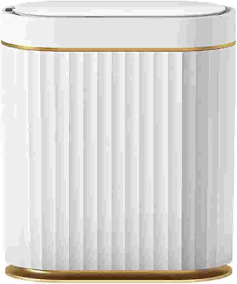 Lixeira Automática com Sensor de Movimento 7L Litros Branca com dourado – Tampa com abertura Inteligente Sem Contato, Design Moderno, compacta e higiênica