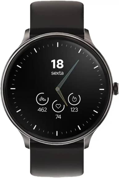 WB Watch Smartwatch 46mm Redondo, tela 1,39', ultra leve, fitness tracker, com monitoramento e temperatura corporal, análise de sono e Watchfaces Preto