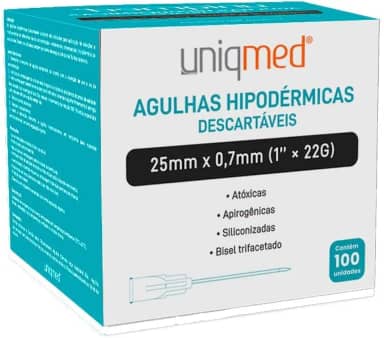 AGULHA HIPODERMICA 100UN 25X0,7MM UNIQMED