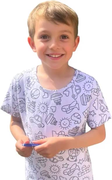 Pijama de colorir infantil desenhar para menino verão curto