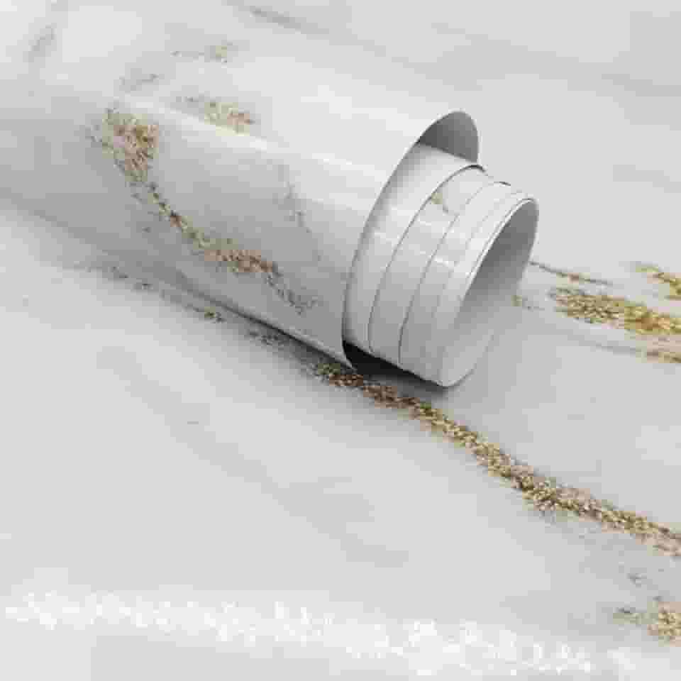 Papel Autocolante Adesivo Marmorizado Papel de Parede Mármore Lavavel para Sala e Quarto (Mármore Ouro)