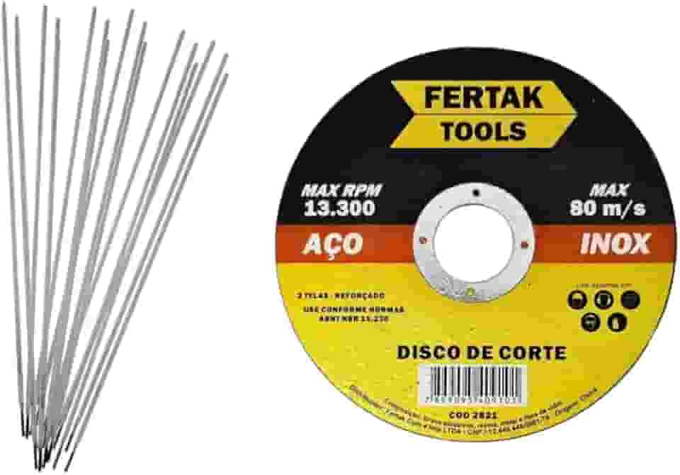 Kit 2 Kg Eletrodo + 5 Discos 6013 de 2,5 mm Solda Elétrica Serralheiro Cinza Inox