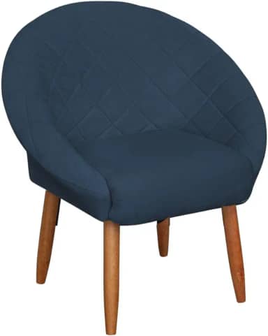 Poltrona Cadeira para Recepção sala de estar Sala de Leitura resistente reforçada tecido veludo pés madeira MOBLAN decor (1, Azul Marinho)
