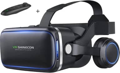 Thecoopidea Headset VR Compatível com Smartphone (3,4"-6,3") - Óculos de Realidade Virtual com Fone de Ouvido e Controlador para Jogos e Filmes - Azul