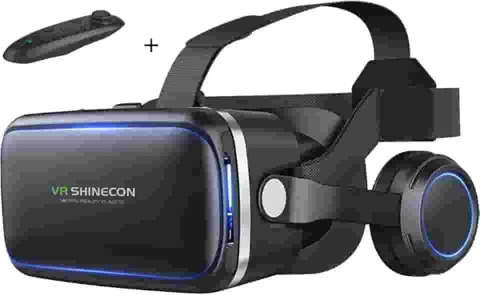 Thecoopidea Headset VR Compatível com Smartphone (3,4"-6,3") - Óculos de Realidade Virtual com Fone de Ouvido e Controlador para Jogos e Filmes - Azul