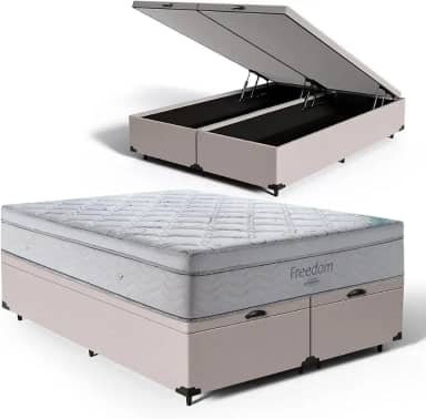 Cama Box Baú com Colchão de Molas Ensacadas D33 Pillow In Ortobom Freedom (Queen)