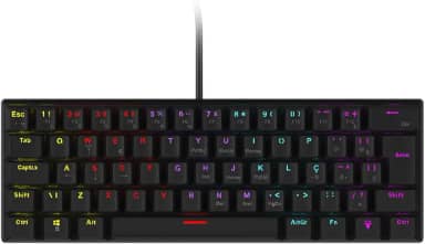 Teclado Mecânico 60% Vinik Anihi Black - Switch Red - Led Rainbow