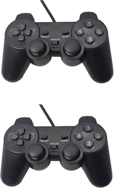 Kit 2 Joystick Controle Para Pc Gamer Jogos Vibração Dual Shock Usb Com Fio