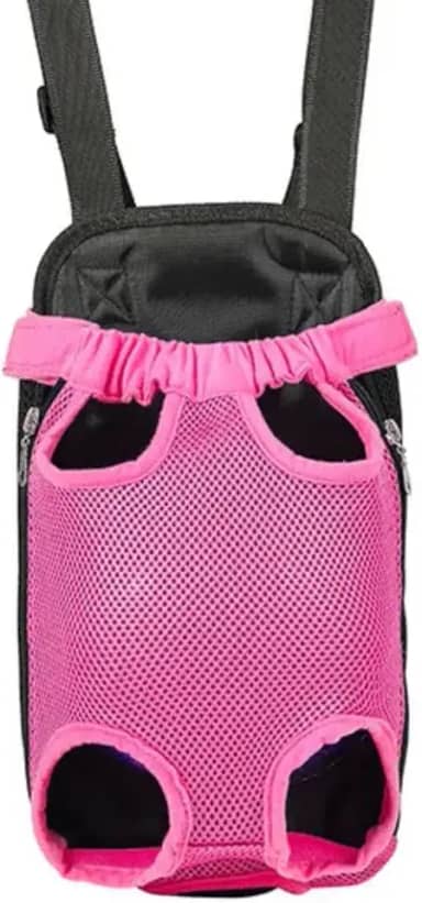 Mochila Canguru para Transporte de Cachorros e Gatos, Tecido Acolchoado e Respirável, Alças Ajustáveis, Usada tanto na Frente Quanto Nas Costas, Passeio Com Seu Pet- QH Shopp (Rosa Escuro, G)