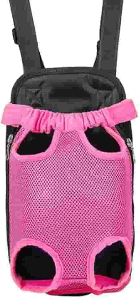 Mochila Canguru para Transporte de Cachorros e Gatos, Tecido Acolchoado e Respirável, Alças Ajustáveis, Usada tanto na Frente Quanto Nas Costas, Passeio Com Seu Pet- QH Shopp (Rosa Escuro, G)