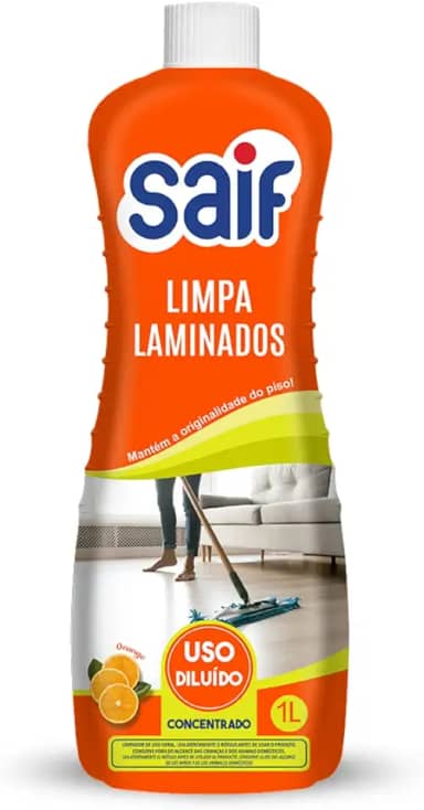 Limpa Laminados Saif 1L, Saif, Limpador De Piso Laminado, Laranja E Amarelo, Mantém A Originalidade Do Piso, Facilitando Sua Vida, Maximizando Toda Limpeza