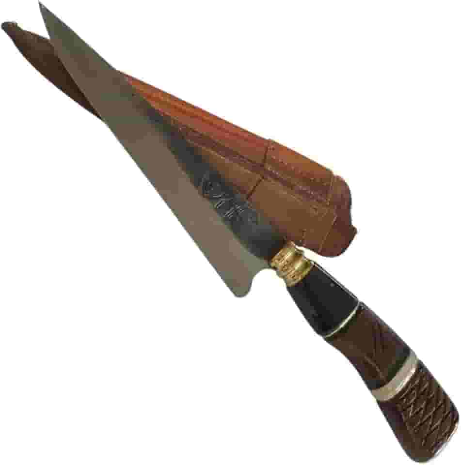 Faca Artesanal para Churrasco 7 Polegadas, Aço Carbono 1070, Cabo Natural Artesanal, com Bainha em Couro, 29,5cm