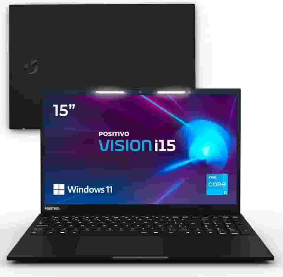 Notebook Positivo Vision i15 Lumina Bar i3-N300, 8GB 256GB SSD, Tela 15 polegadas Full HD Antirreflexo Windows 11 Home - Preto