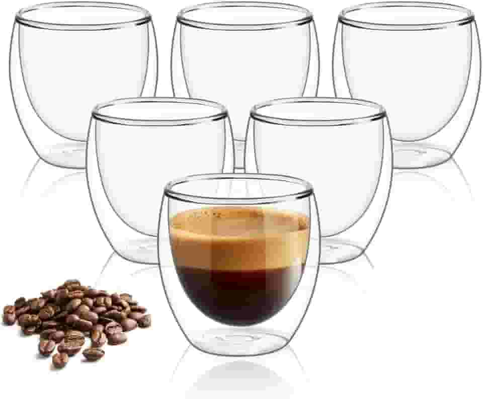 Kit Copos Parede Dupla de Vidro 100 ml Cafe Cha Copo Duplo Isolante Térmico (2)
