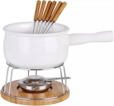 Conjunto de Fondue em Cerâmica, 1,5L, 11 Peças com Garfos em Aço Inox