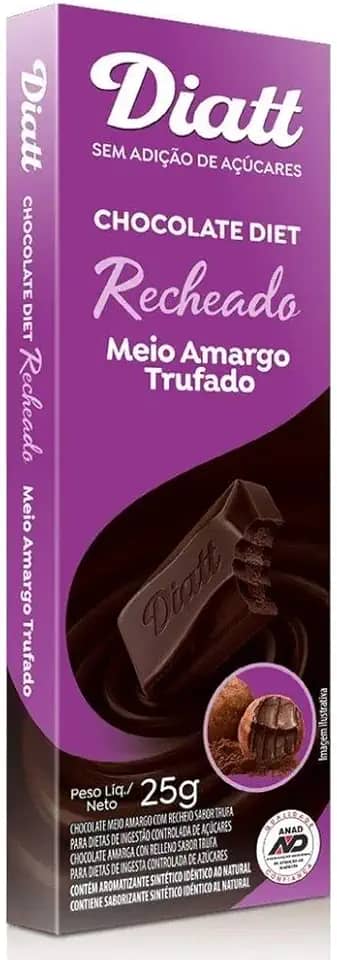 Chocolate Diet Recheado Meio Amargo Trufado 25g