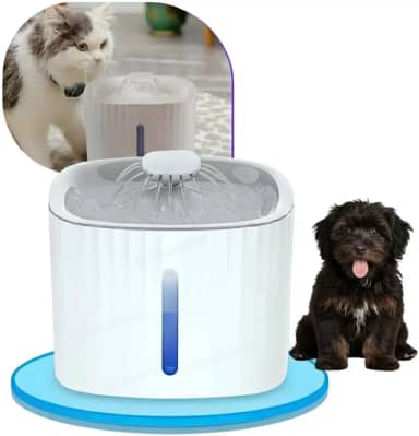 Bebedouro Automático para Pets, Fonte de Água 3L com Filtro de Carvão Ativado, Fluxo 360°, LED Indicador, Bivolt, Branco, 20x20x16cm