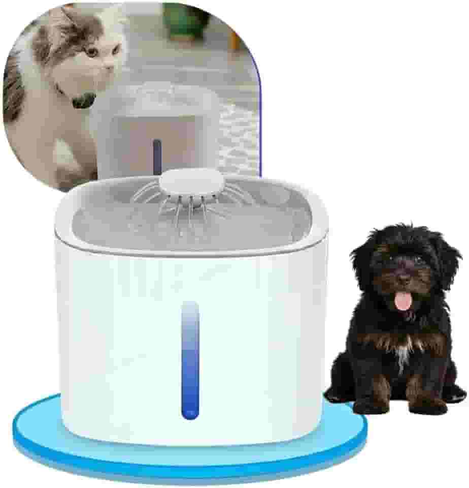 Bebedouro Automático para Pets, Fonte de Água 3L com Filtro de Carvão Ativado, Fluxo 360°, LED Indicador, Bivolt, Branco, 20x20x16cm