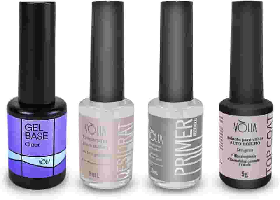 Kit Blindagem Vòlia Gel Base + Primer + Desidrat + Top Coat