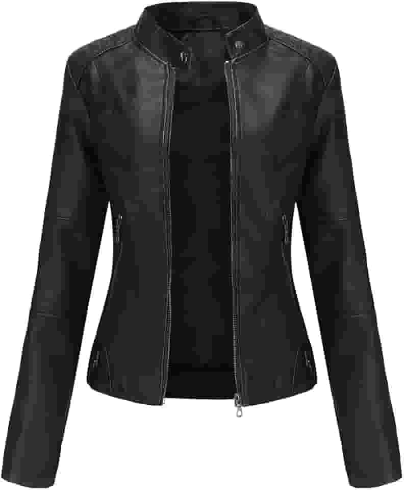 JMSUN Jaqueta feminina de inverno com zíper PU Jaqueta de Couro Falso Jaqueta Bomber Feminina Jaqueta Cropped Moto Coat para Motociclista