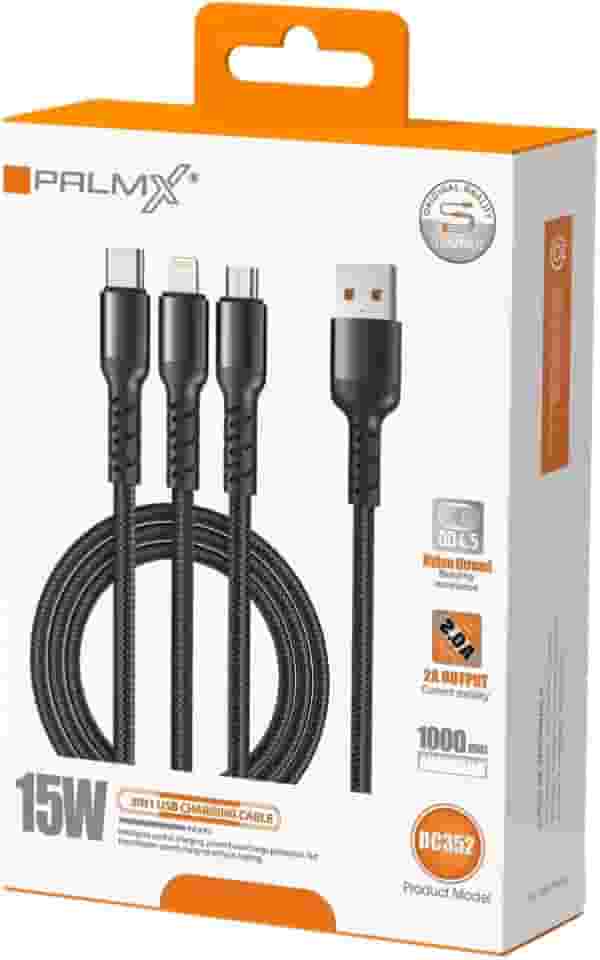 Cabo 3 em 1 Turbo 3.1A Reforçado para Recarga e Sincronização APPLE LIGHTNING + USB TIPO-C + MICRO USB 1,5M, Carregamento Rápido e Transferência de Dados (1)