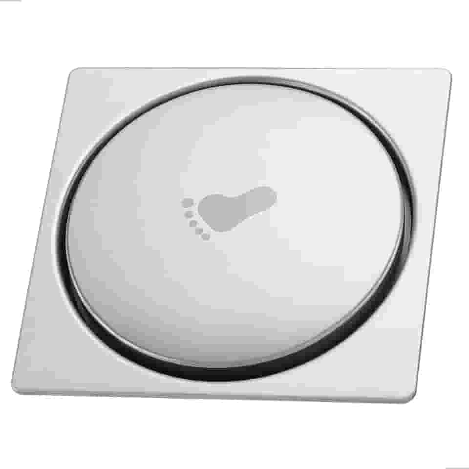 Ralo Click Inteligente 15x15 cm Pop Up Quadrado em Aço Inox Escovado Antiodor com Vedação Automática e Tampa Click de Piso para Banheiro, Box e Lavanderia