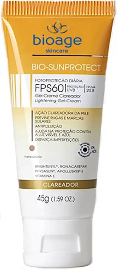 Protetor Solar Clareador Facial Melasma Antioxidante Fps60 BIOAGE