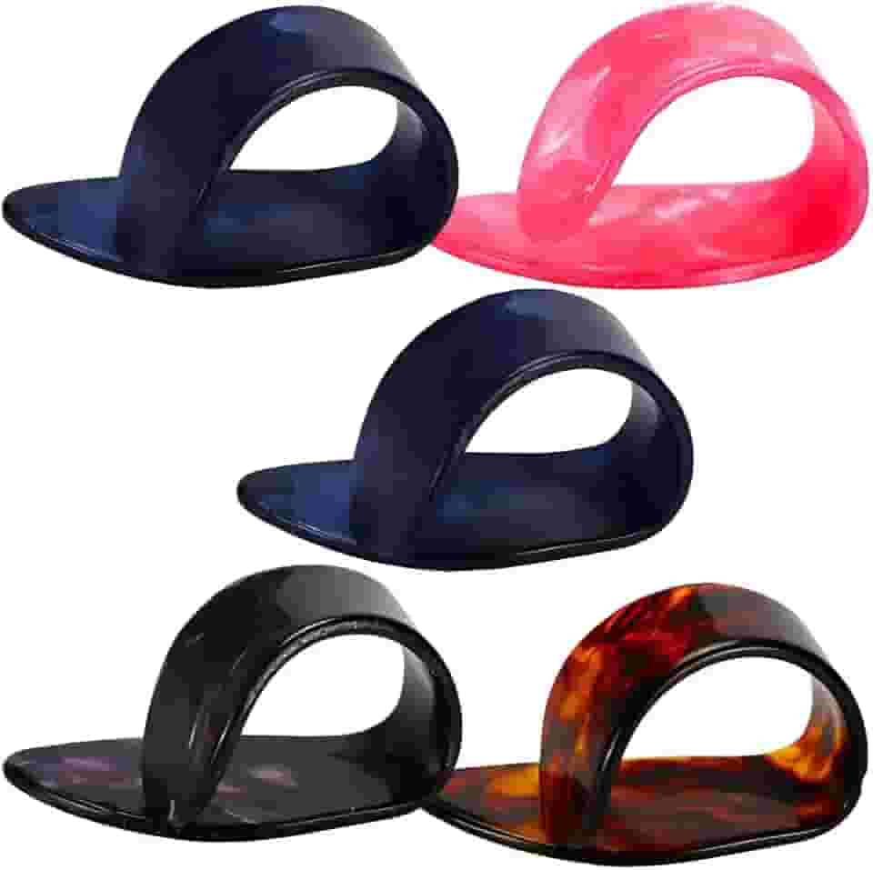 Kit Com 5 Palhetas Dedeiras De Celuloide Cores Sortidas Para Viola Caipira Violão