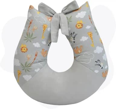 Almofada Amamentação Apoio Para Amamentar Mamãe E Bebê (Safari Cinza)