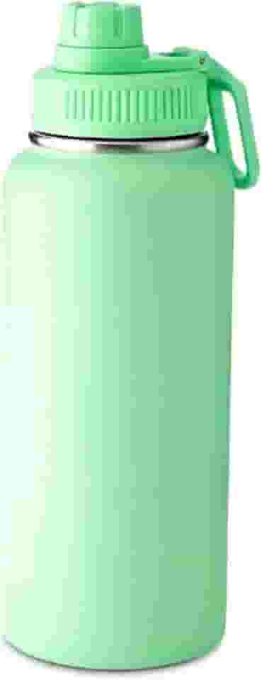 Garrafa Térmica de Água 1L – Aço Inox com Duplo Isolamento a Vácuo, Mantém Bebidas Quentes e Geladas por 12h (Verde Claro)