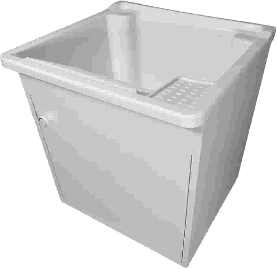 Tanque de lavar Roupa 26L Suspenso com Gabinete 46cm Montado Cor:Tanque Branco