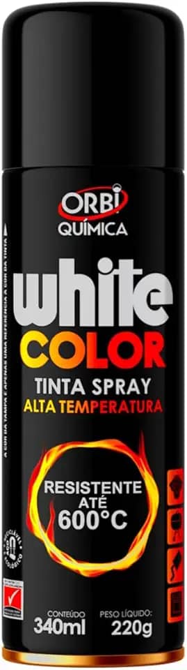 Tinta Spray Preto Fosco de Alta Temperatura Até 600ºC Orbi Química 340ml / 220g