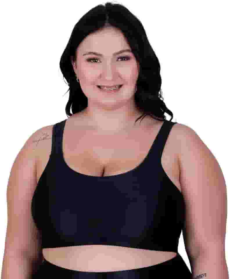 Top Fitness Plus Size 3D Cropped de Academia Alça Larga Sustentação Nicole