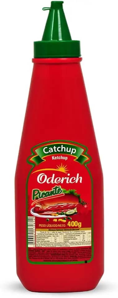 Catchup Picante Bisnaga Oderich 400G, Molho Tipo Ketchup Hot, Vermelho, Selecionado E Aromático, Textura Cremosa E Sabor Levemente Picante, Pronto Para Consumo Em Lanches E Refeições, Tradição Em