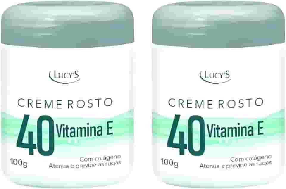 Kit 2 Cremes Facial 40 Para Rugas Antirrugas Antissinais Clareador Com Colágeno e Vitamina E 100g