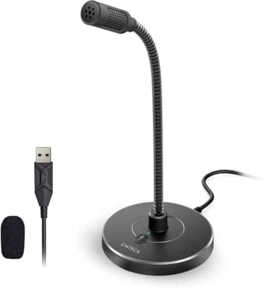 CMTECK Microfone de computador USB G009, microfone de mesa com cancelamento de ruído para PC/laptop para conversas online, estúdio em casa, podcasts, jogos, Skype, YouTube com função
