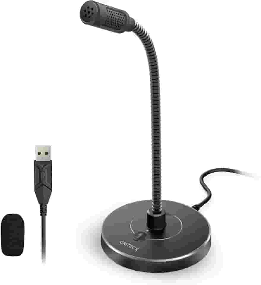 CMTECK Microfone de computador USB G009, microfone de mesa com cancelamento de ruído para PC/laptop para conversas online, estúdio em casa, podcasts, jogos, Skype, YouTube com função