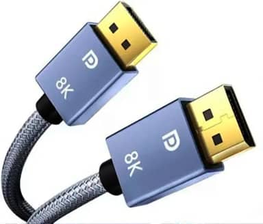 Cabo DisplayPort 8K 1.4, 32.4Gbps, 8K@60Hz, 4K@144Hz, 2K@165Hz, 1080P@240Hz, Blindado, DP para DP, Displayport para Displayport, Gamer, Ultra Resistente, Placa Vídeo