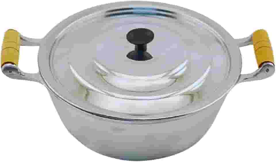 Panela Individual Com Tampa Polida Alumínio Fundido Batido Grosso N20 Cabo de Madeira Marfim Envernizado