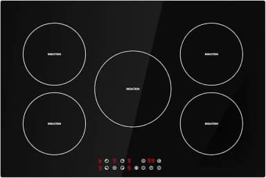 Davivy Fogão de indução de 76 cm com 5 queimadores, topo de fogão de indução embutido com 5 queimadores, 9 níveis de aquecimento, trava de segurança para crianças, controle de toque do sensor